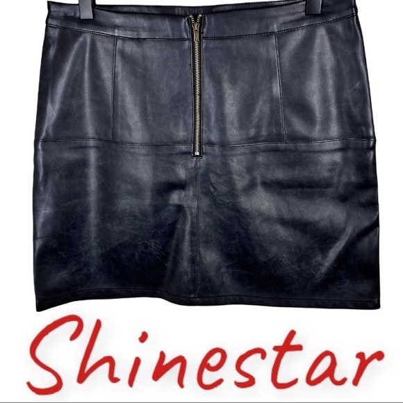 SHINESTAR Faux Leather Black Mini Skirt, Size Large - Picture 7 of 8